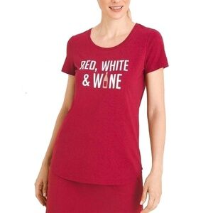 WINE, eh? Chico's Zenergy Red, White and Wine Shirt top tee shirt Cherry Red